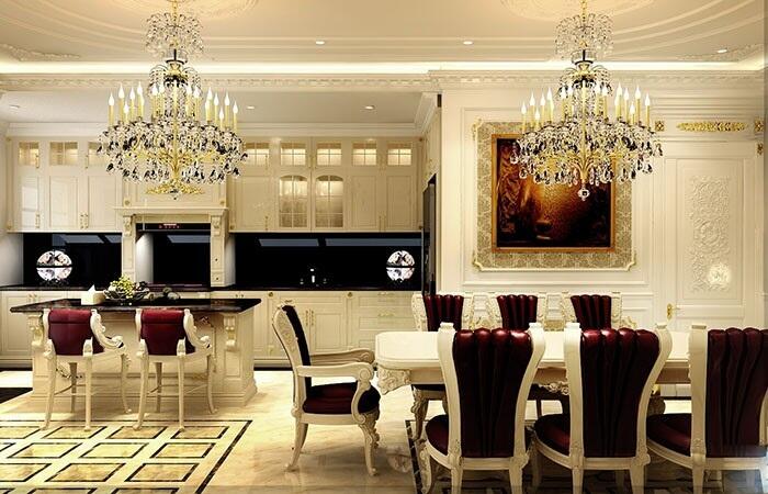Thiết kế phòng bếp đẹp phong cách cổ điển
