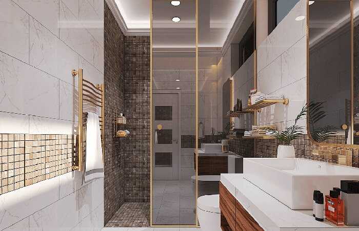 Thiết kế phòng tắm nhà phố 3 tầng 4x14m